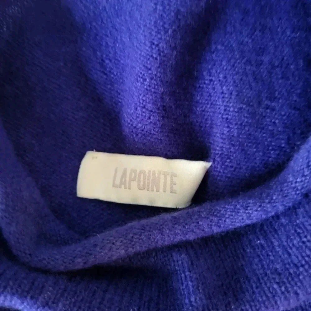 LAPOINTE Airy Cashmere Silk Fitted Cut Out Top In IndigoLarge Cold Should… - Picture 12 of 16